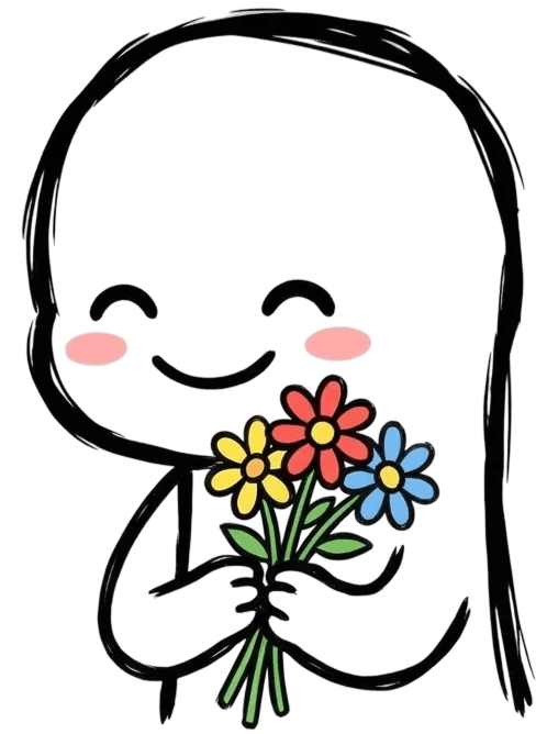 Cute flork holding roses